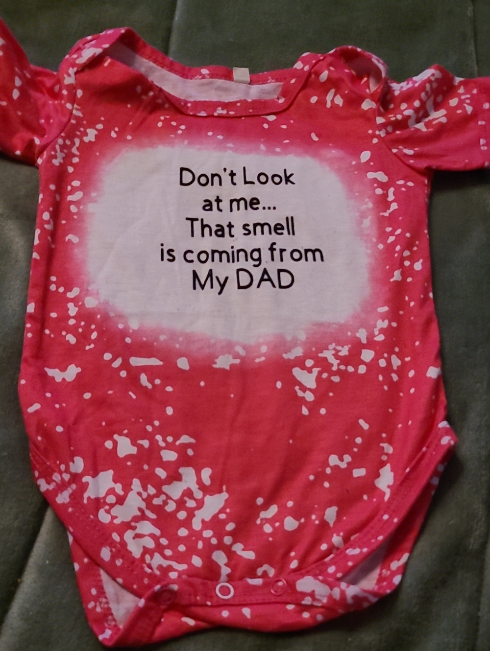 Kids Pink Tie-Dye One-Piece Bodysuit with Funny Dad Message